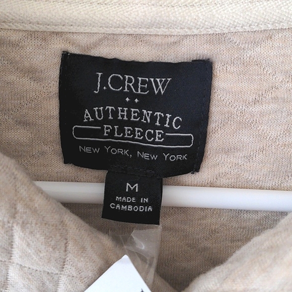 J. Crew Factory Long Sleeve Shawl Collar Fleece Pullover Men's Cream Size M NWT - Picture 7 of 8